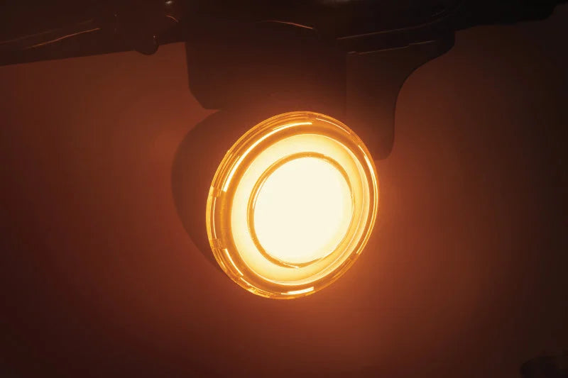Kuryakyn Tracer L.E.D. Front Turn Signal Insert, White/Amber Light, Smoke Lens 1157 - Installation View