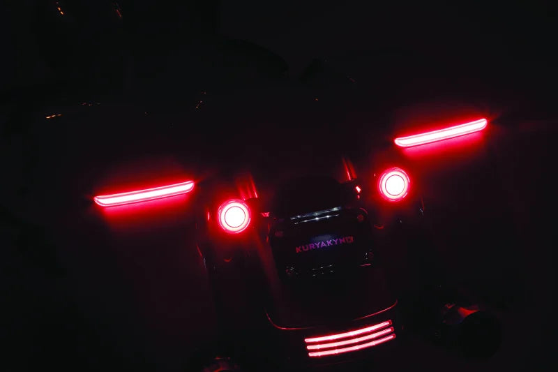 Kuryakyn Tracer L.E.D. Turn Signal Inserts Red/Red Smoke Lens Rear - Installation View