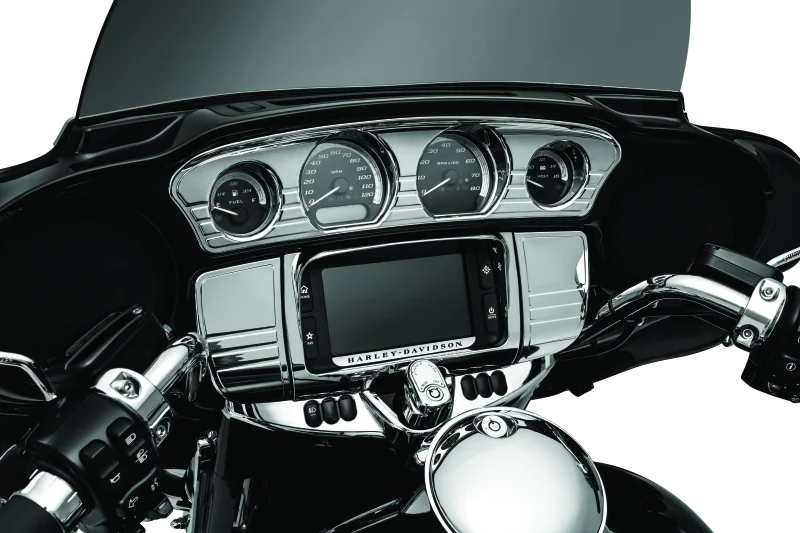 Kuryakyn Tri-Line Gauge Trim 14-Up Touring Models Chrome - Installation View