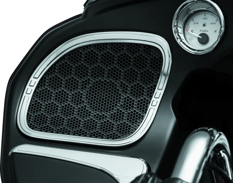 Kuryakyn Tri-Line Speaker Accents For Road Glide Chrome - Installation View