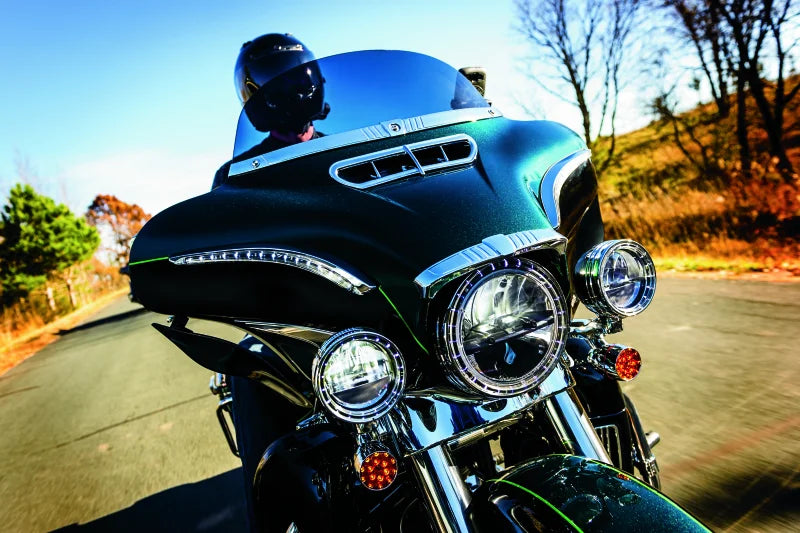 Kuryakyn Tri-Line Windshield Trim Chrome - Installation View