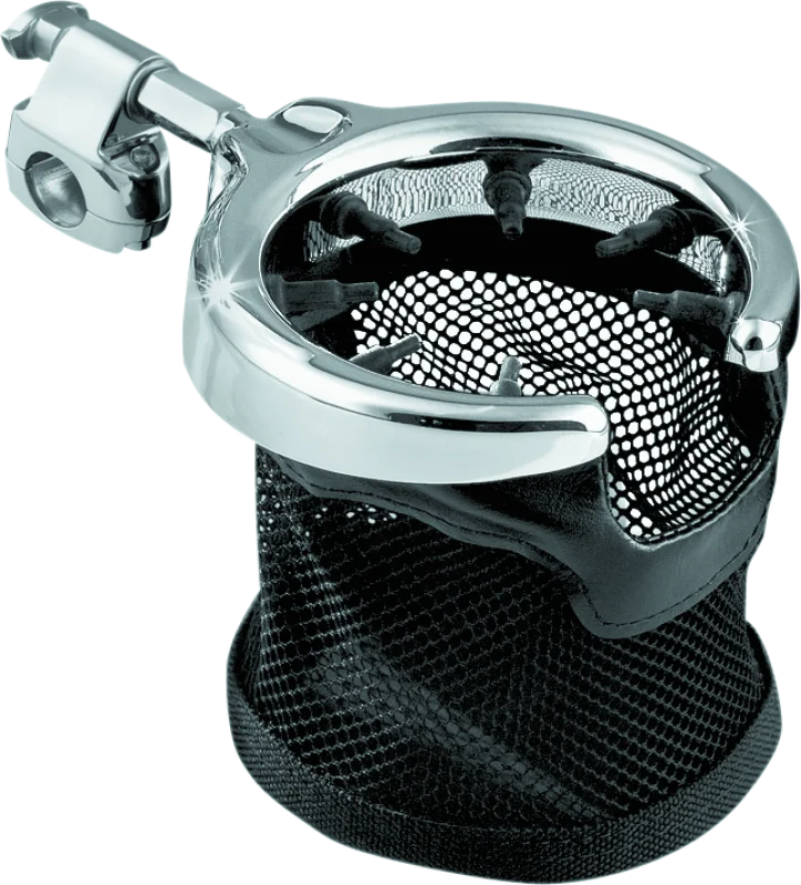 Kuryakyn Universal Passenger Drink Holder With Basket Black & Chrome