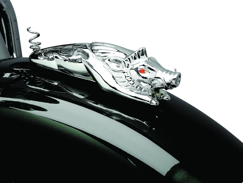 Kuryakyn Wild Boar Fender Ornament Chrome - Side View
