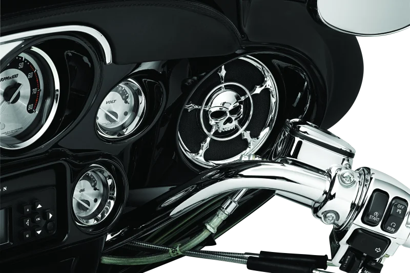 Kuryakyn Zombie Speaker Grills Chrome - Side View