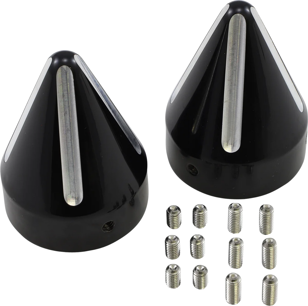 LA Choppers Axle Caps - Black Cut - Spike LA-7813-00B - Main Product View
