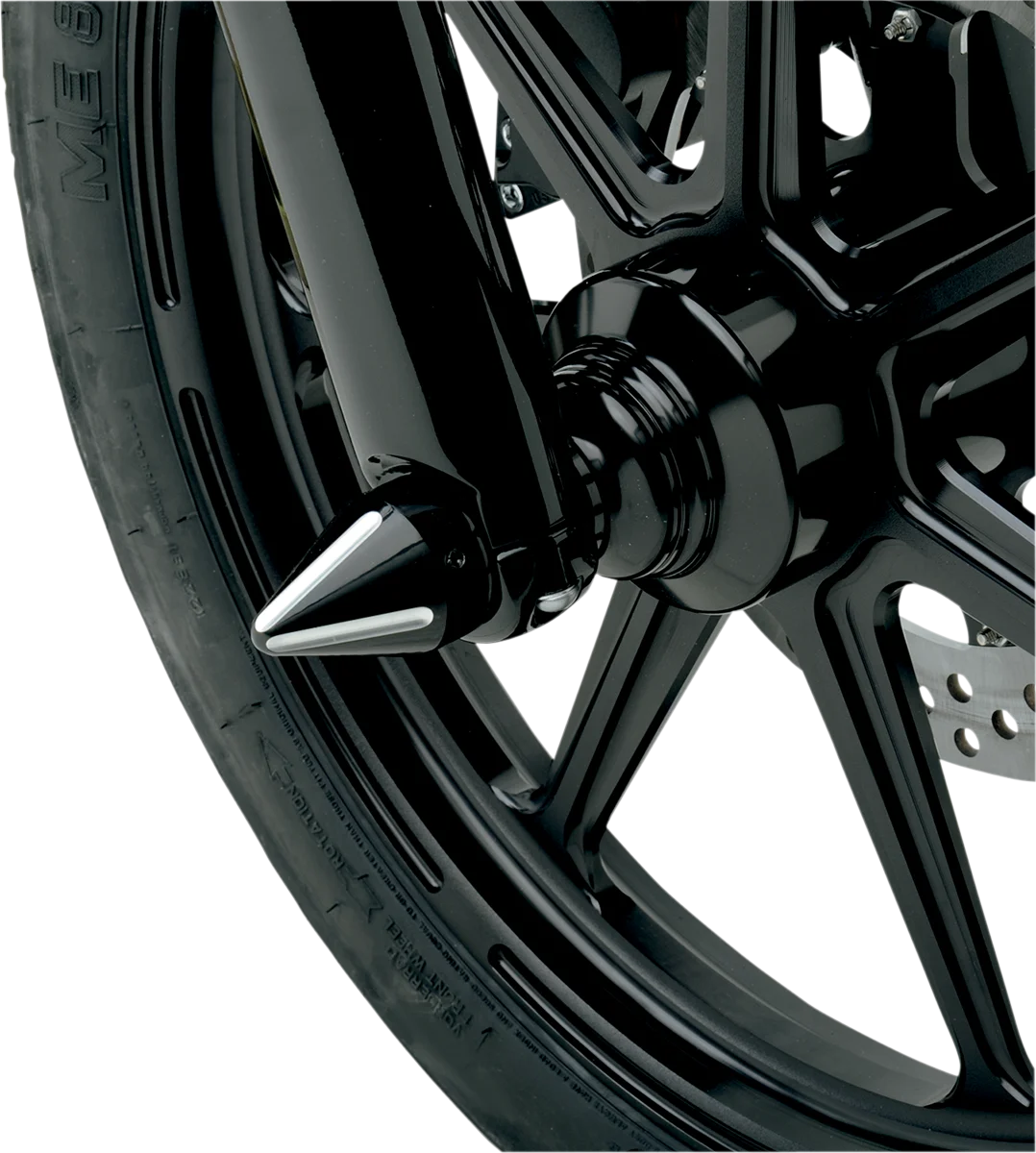 LA Choppers Axle Caps - Black Cut - Spike LA-7813-00B - Side View