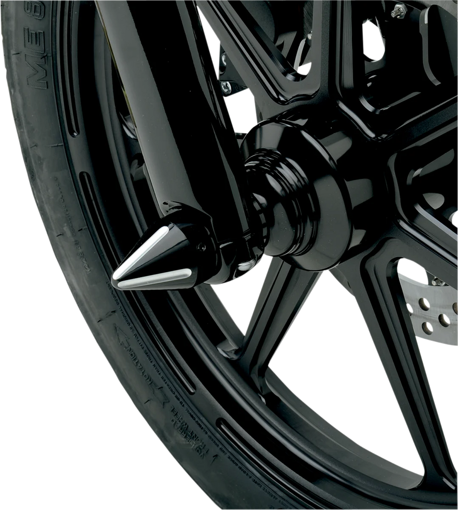 LA Choppers Axle Caps - Black Cut - Spike LA-7813-00B - Side View