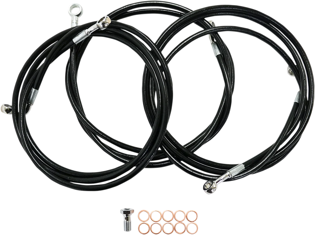 LA Choppers Brake Line - 12" - 14" Ape Hanger Handlebars - Black LA-8154B13B - Side View