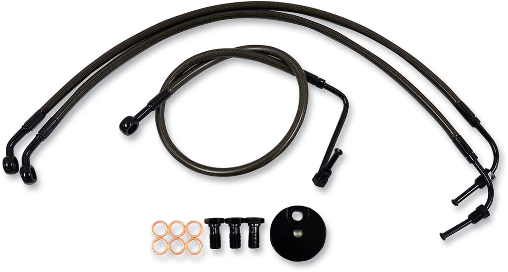 LA Choppers Brake Lines - Mini Ape Hanger Handlebars - Midnight LA-8154B08M - Side View