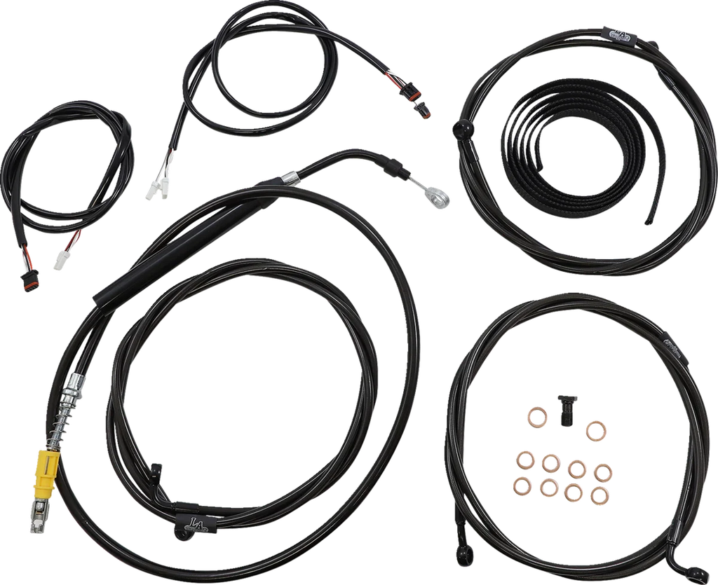 LA Choppers Cable Kit - 12" - 14" Handlebars - ABS - Midnight LA-8056KT3-13M - Main Product View