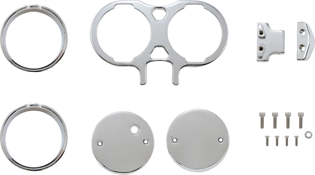 LA Choppers Gauge Mount - Dual - Chrome - Dyna/Sportster LA-7397-02C - Main Product View