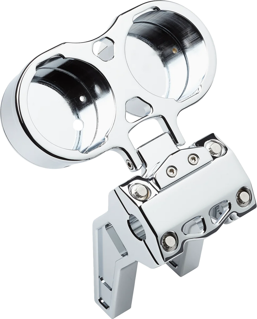 LA Choppers Gauge Mount - Dual - Chrome - Dyna/Sportster LA-7397-02C - Side View