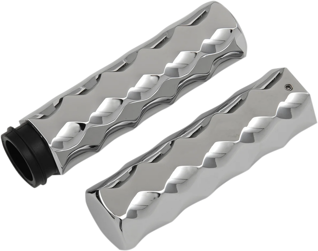 LA Choppers Grips - Hex - TBW - Chrome LA-7491-00 - Side View
