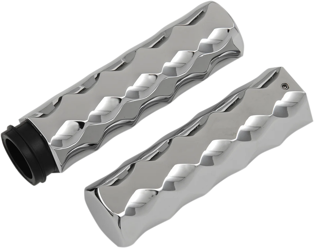 LA Choppers Grips - Hex - TBW - Chrome LA-7491-00 - Side View