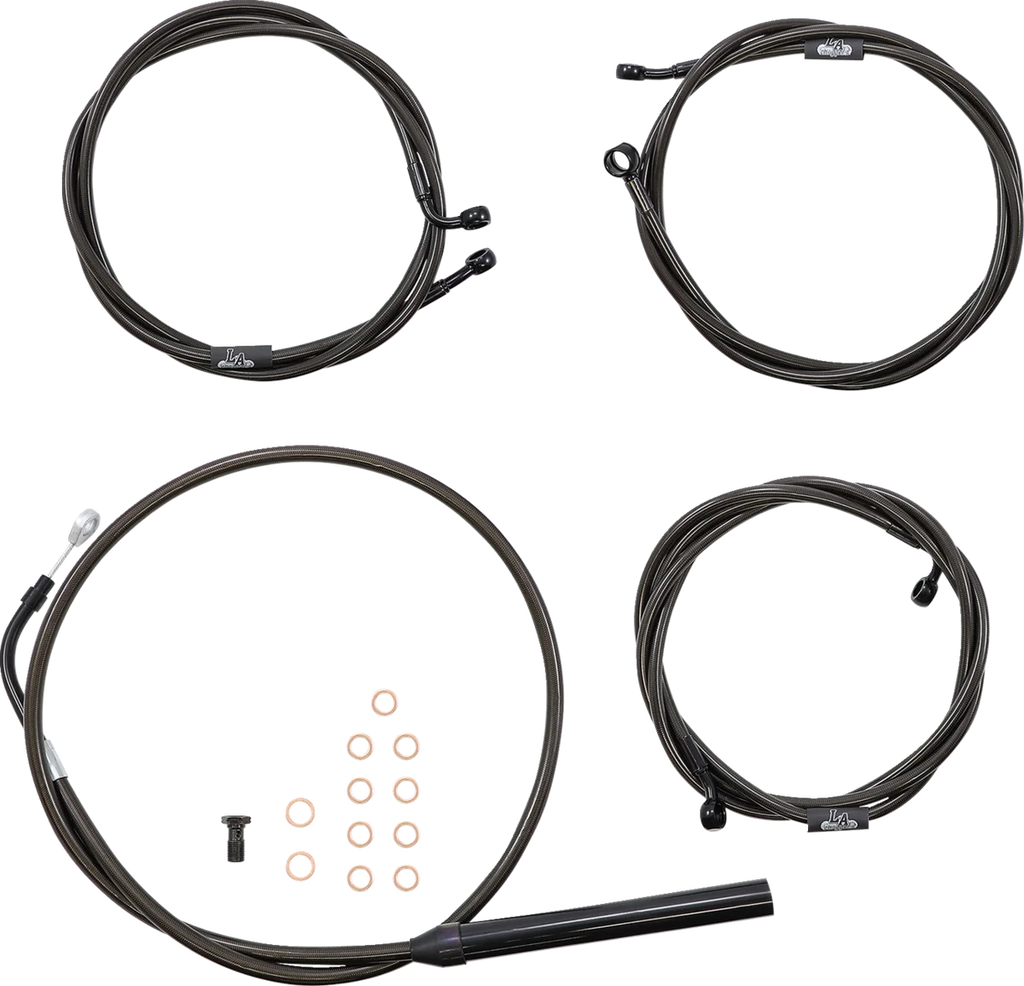 LA Choppers Handlebar Cable/Brake Line Kit - 12" - 14" Ape Hanger Handlebars - Midnight LA-8056KT-13M - Main Product View