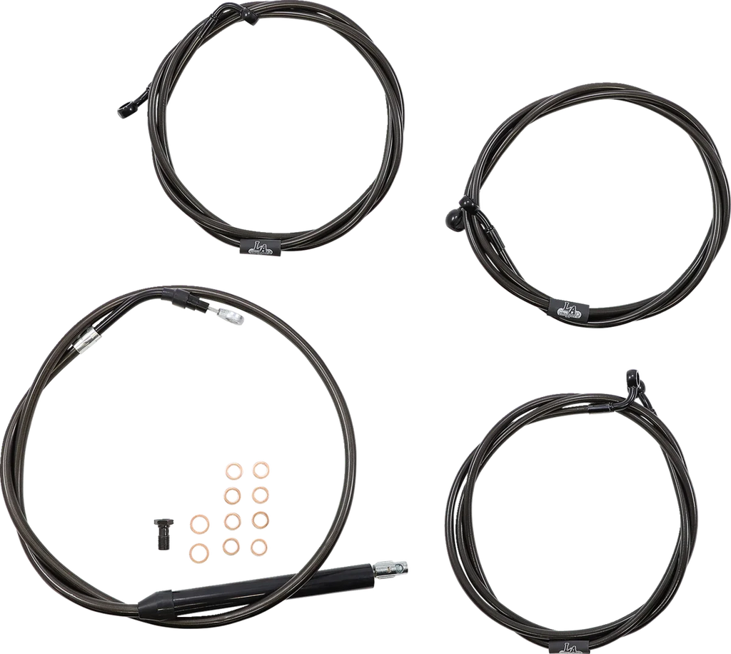 LA Choppers Handlebar Cable/Brake Line Kit - 15" - 17" Ape Hanger Handlebars - Midnight LA-8056KT-16M - Main Product View