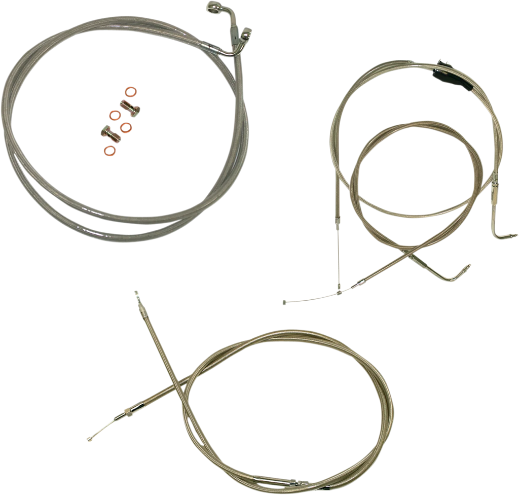 LA Choppers Handlebar Cable/Brake Line Kit - 15" - 17" Ape Hanger Handlebars - Stainless Steel LA-8058KT-16 - Detail View