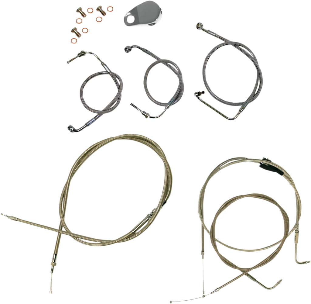 LA Choppers Handlebar Cable/Brake Line Kit - 15" - 17" Ape Hanger Handlebars - Stainless Steel LA-8059KT-16 - Side View