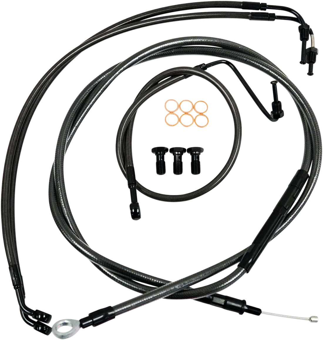 LA Choppers Handlebar Cable/Brake Line Kit - 18" - 20" Ape Hanger Handlebars - Midnight LA-8155KT-19M - Side View