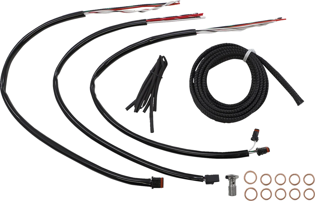 LA Choppers Handlebar Cable/Brake Line Kit - Complete - 12" - 14" Handlebars - Black Vinyl LA-8056KT2-13B - Side View