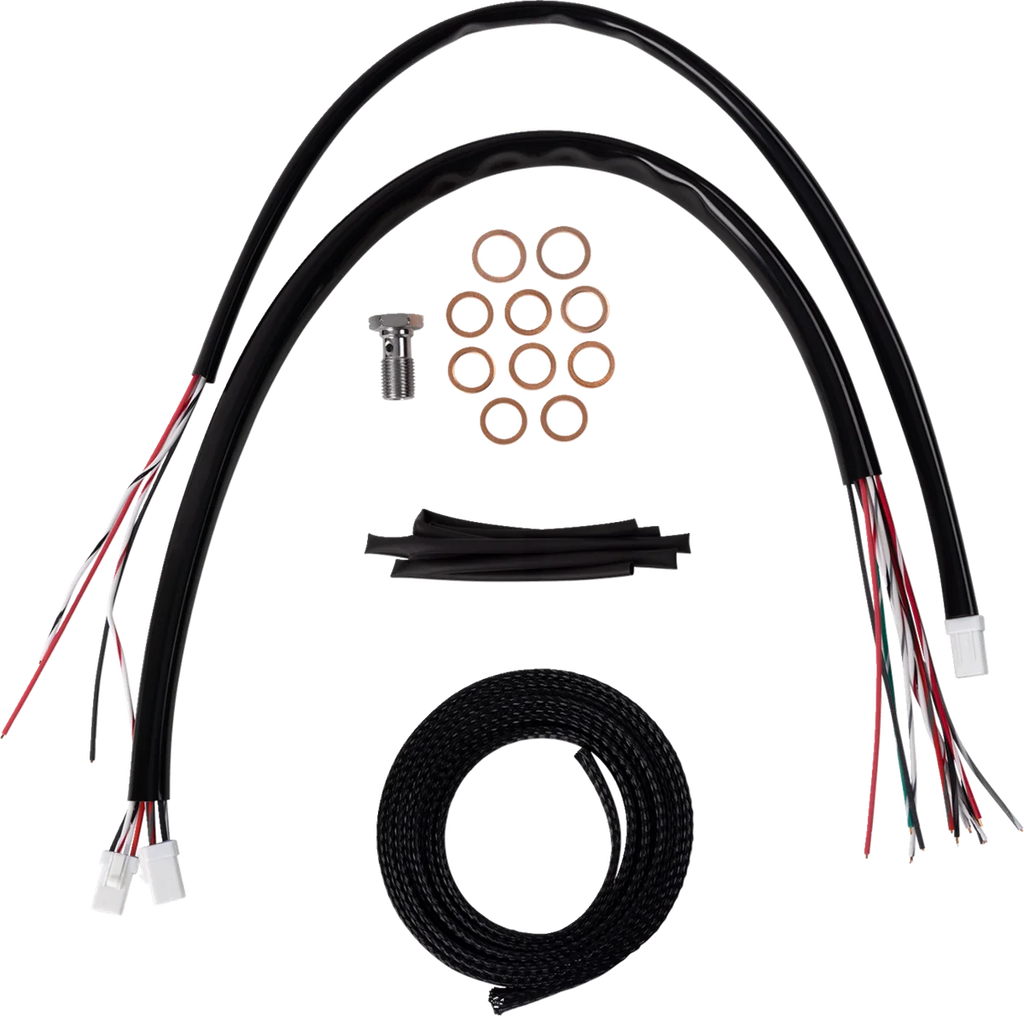 LA Choppers Handlebar Cable/Brake Line Kit - Complete - 12" - 14" Handlebars - Black Vinyl LA-8059KT2-13B - Side View
