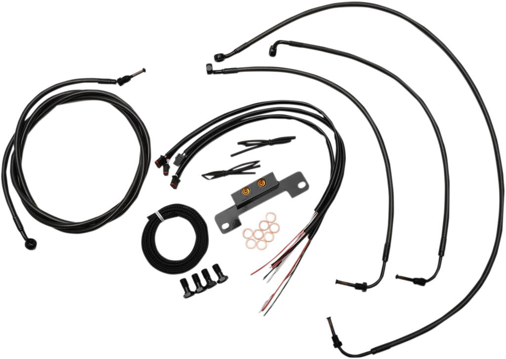 LA Choppers Handlebar Cable/Brake Line Kit - Complete - 12" - 14" Handlebars - Midnight LA-8055KT2-13M - Main Product View
