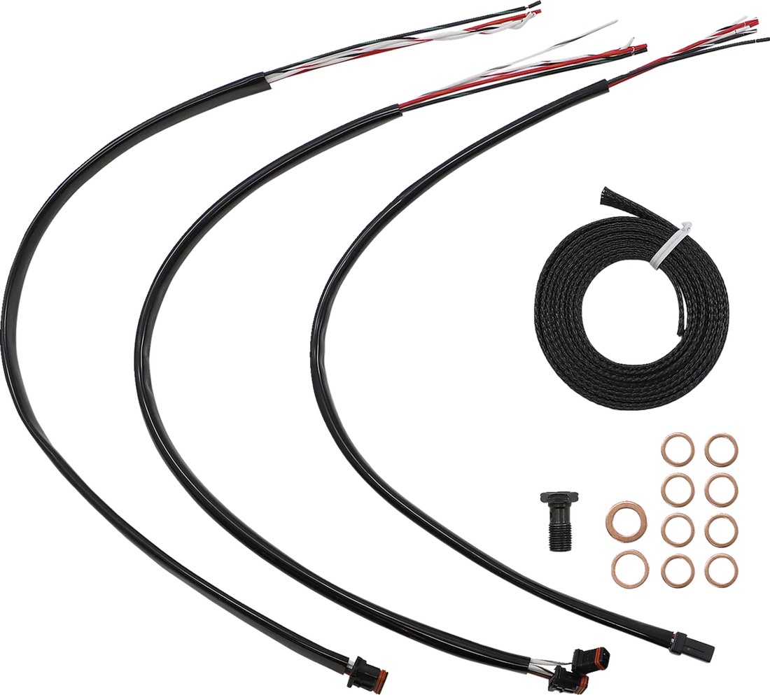 LA Choppers Handlebar Cable/Brake Line Kit - Complete - 12" - 14" Handlebars - Midnight LA-8056KT2-13M - Side View