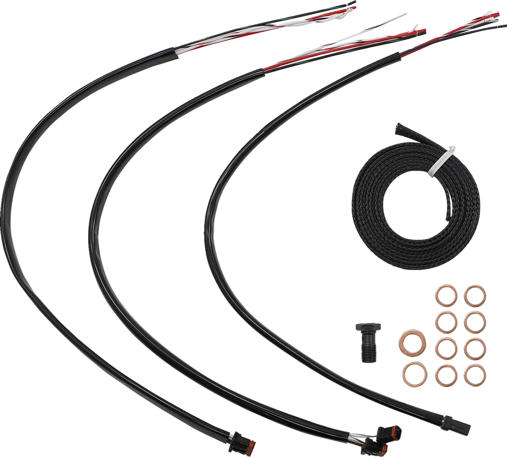 LA Choppers Handlebar Cable/Brake Line Kit - Complete - 12" - 14" Handlebars - Midnight LA-8056KT2-13M - Side View