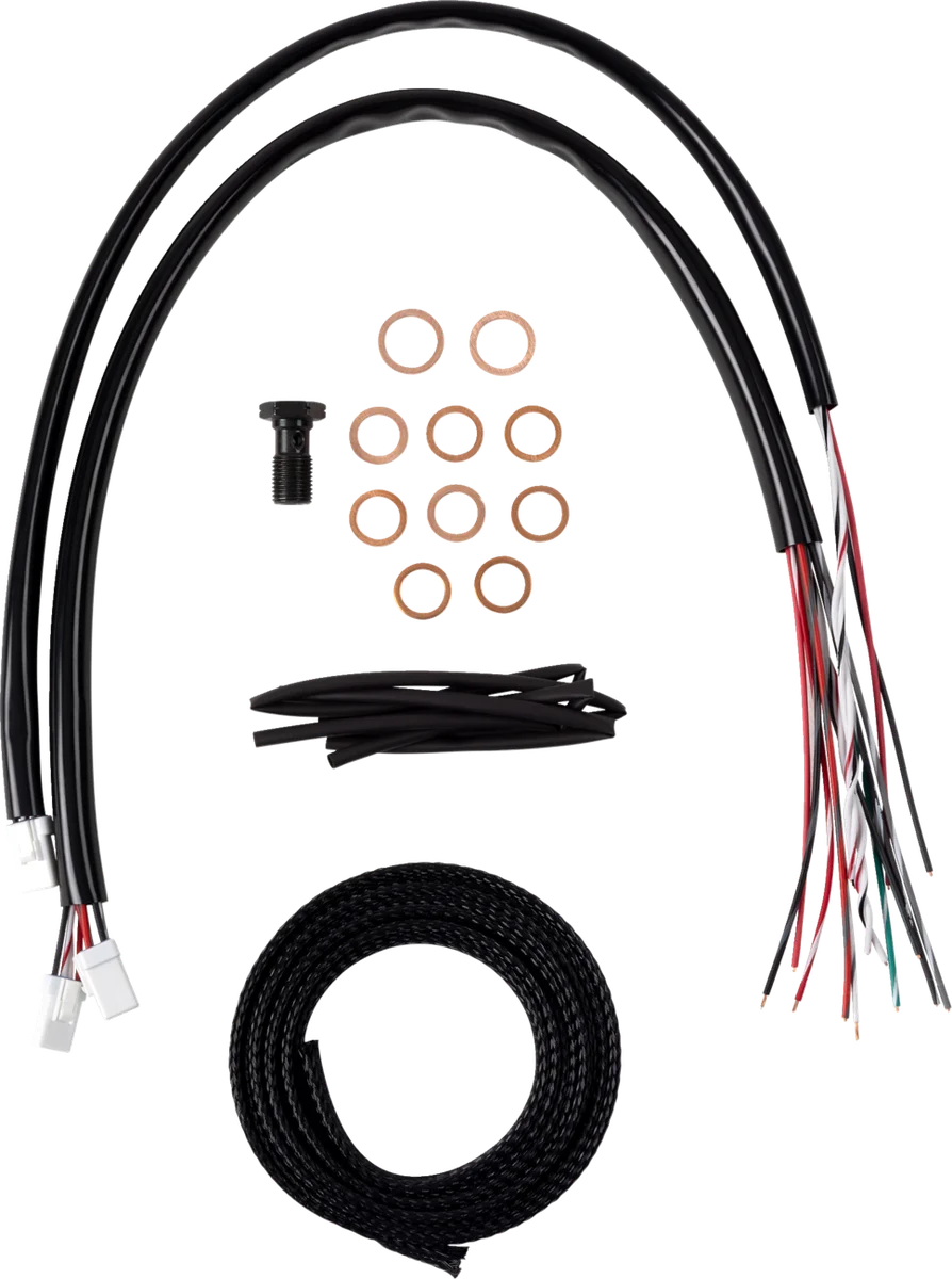 LA Choppers Handlebar Cable/Brake Line Kit - Complete - 12" - 14" Handlebars - Midnight LA-8059KT2-13M - Side View