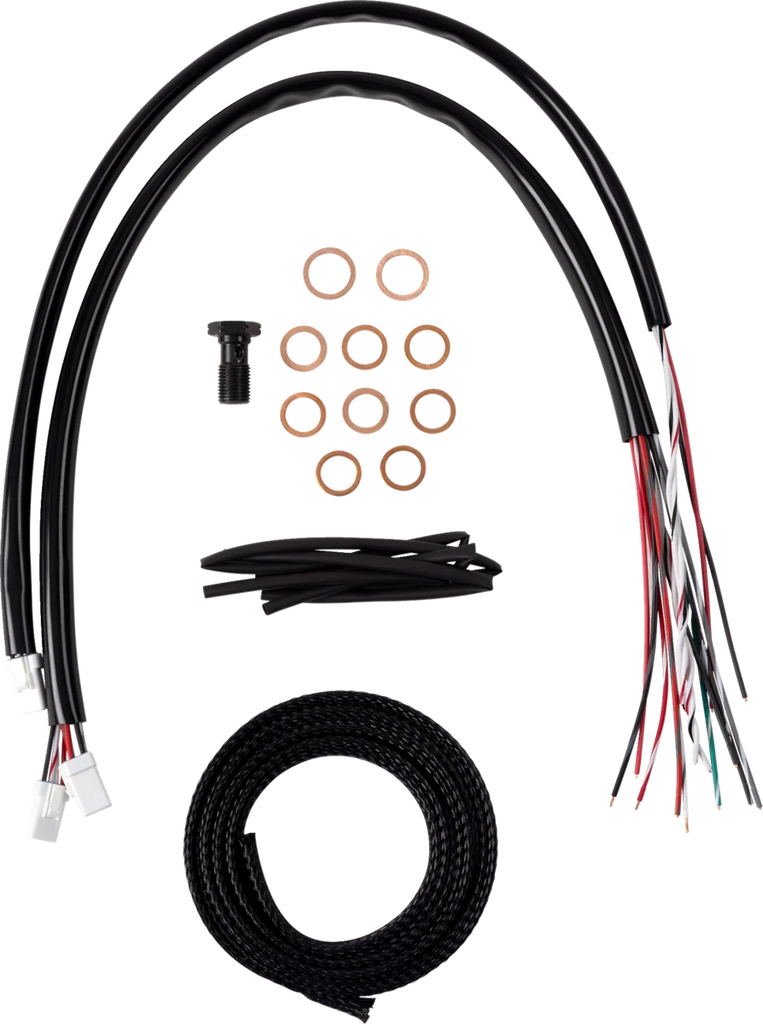 LA Choppers Handlebar Cable/Brake Line Kit - Complete - 12" - 14" Handlebars - Midnight LA-8059KT2-13M - Side View