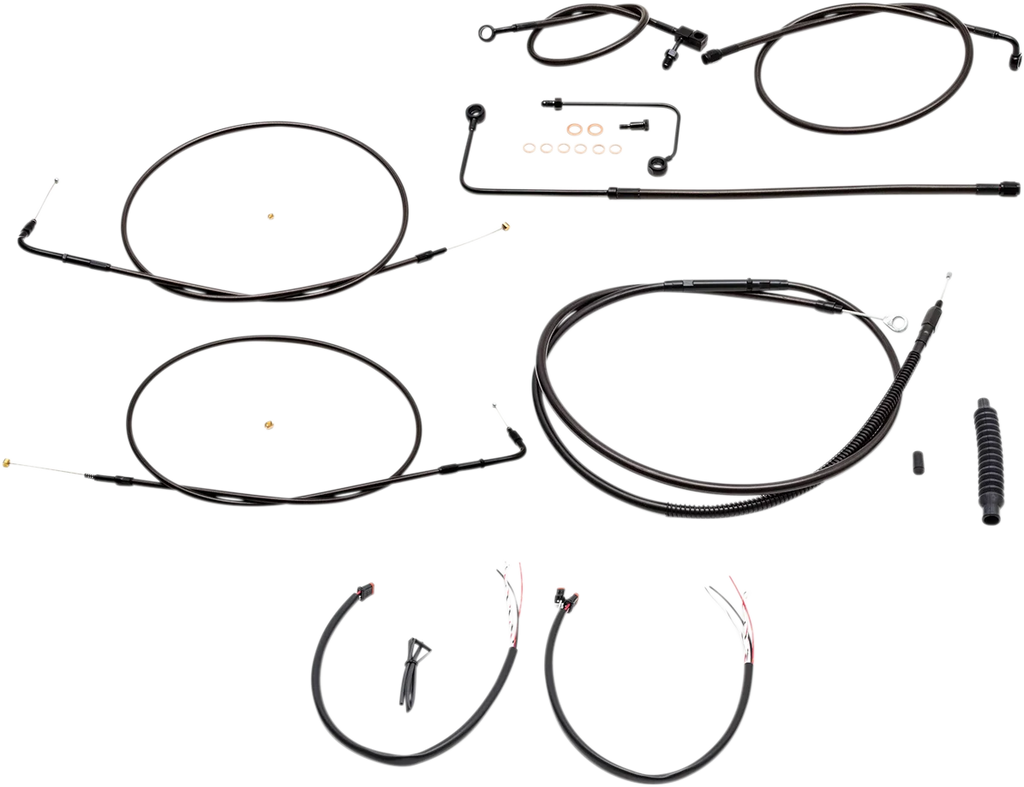 LA Choppers Handlebar Cable/Brake Line Kit - Complete - 12" - 14" Handlebars - Midnight LA-8151KT2A-13M - Main Product View