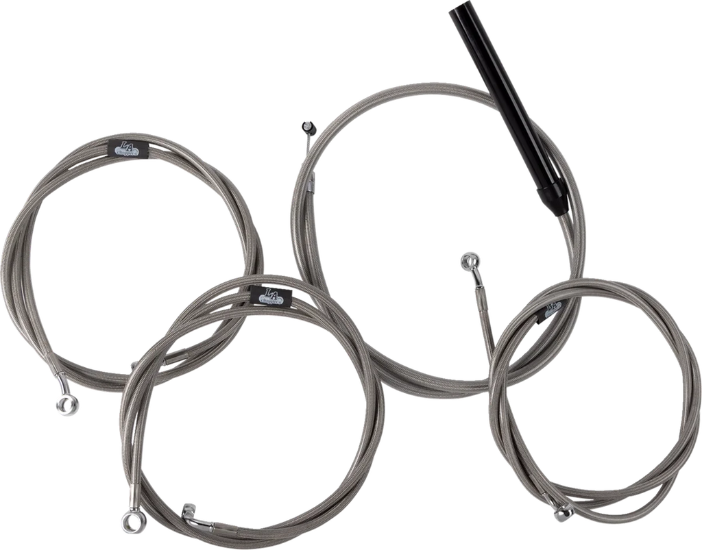 LA Choppers Handlebar Cable/Brake Line Kit - Complete - 12" - 14" Handlebars - Stainless LA-8059KT2-13 - Main Product View