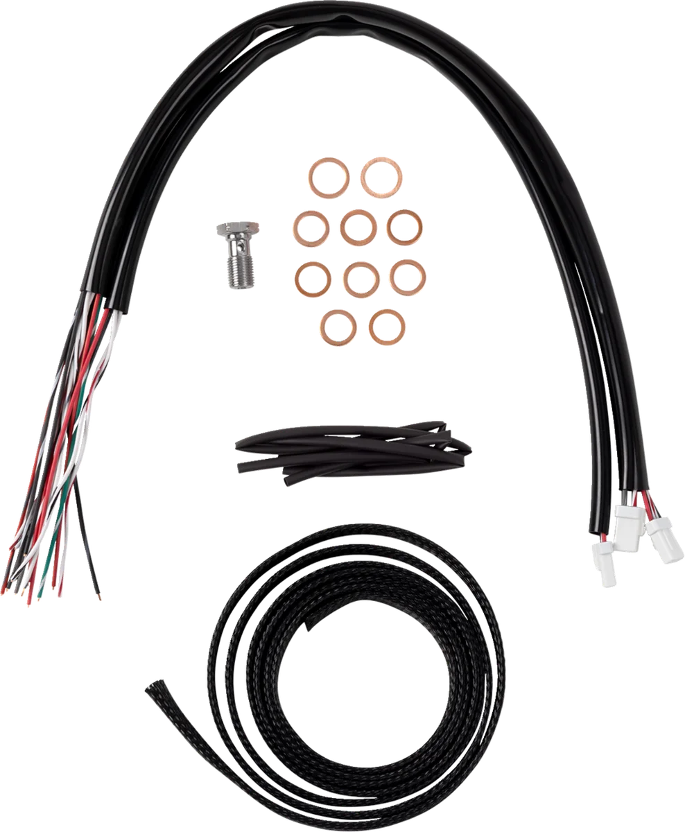 LA Choppers Handlebar Cable/Brake Line Kit - Complete - 12" - 14" Handlebars - Stainless LA-8059KT2-13 - Side View