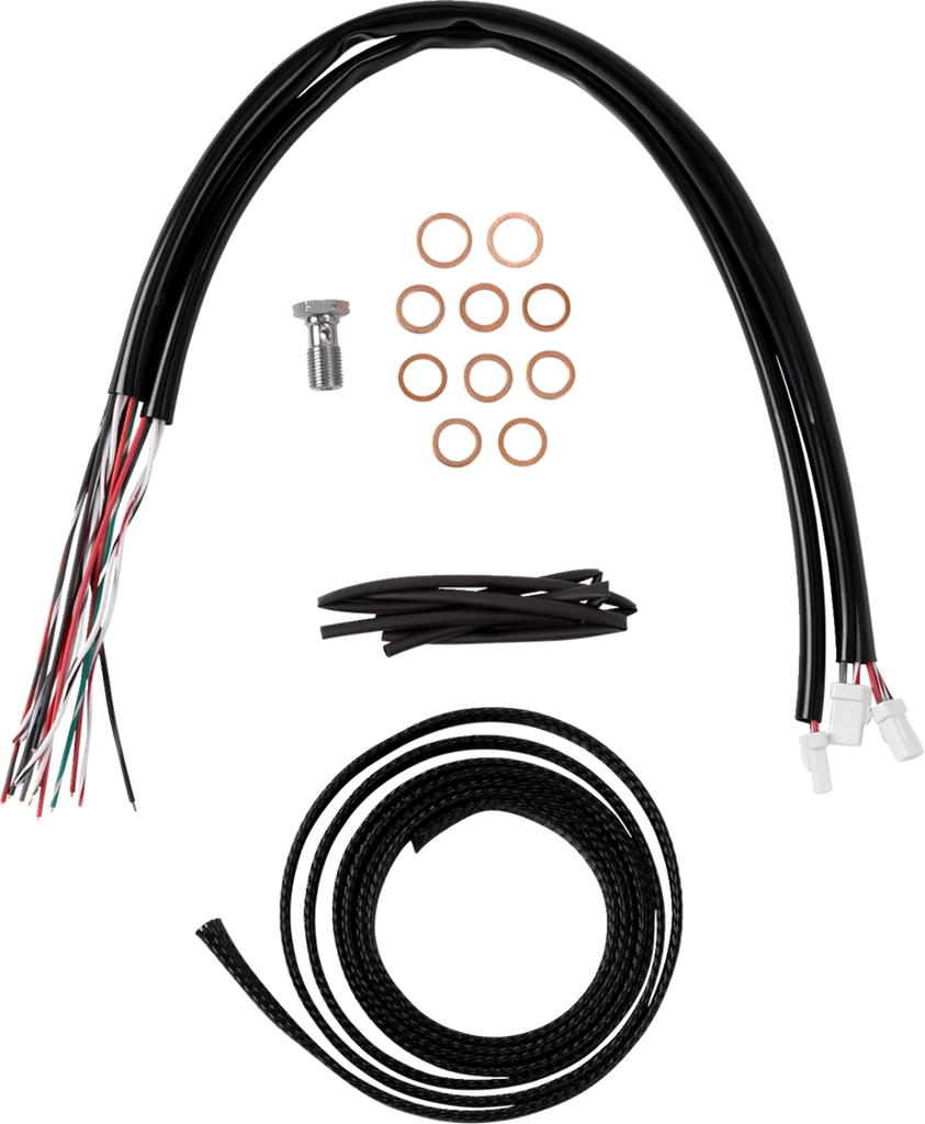 LA Choppers Handlebar Cable/Brake Line Kit - Complete - 12" - 14" Handlebars - Stainless LA-8059KT2-13 - Side View