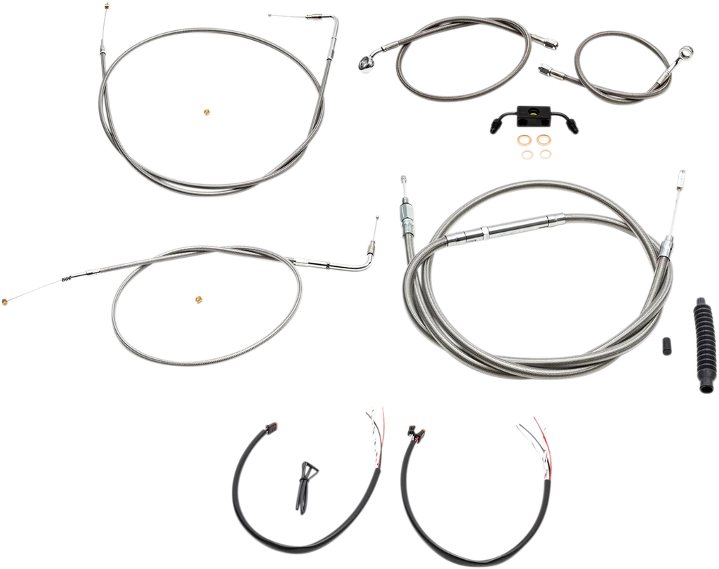 LA Choppers Handlebar Cable/Brake Line Kit - Complete - 12" - 14" Handlebars - Stainless LA-8211KT2-13 - Main Product View