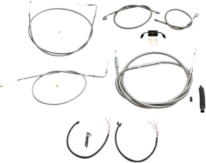 LA Choppers Handlebar Cable/Brake Line Kit - Complete - 12" - 14" Handlebars - Stainless LA-8211KT2-13 - Main Product View