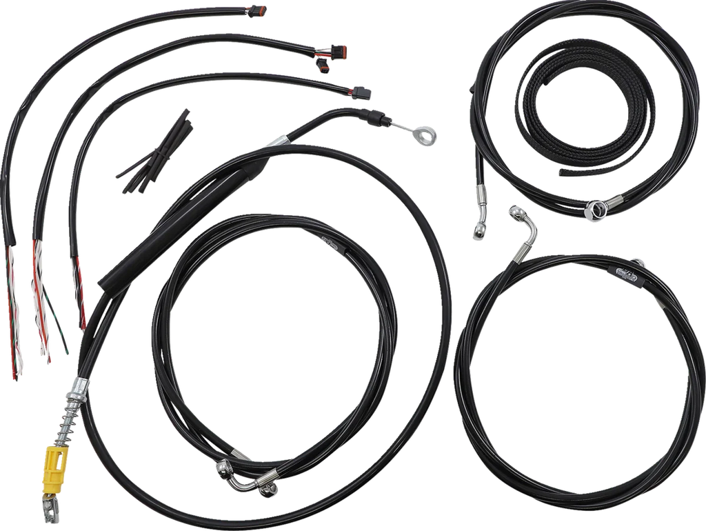 LA Choppers Handlebar Cable/Brake Line Kit - Complete - 15" - 17" Handlebars - Black Vinyl LA-8056KT2-16B - Main Product View