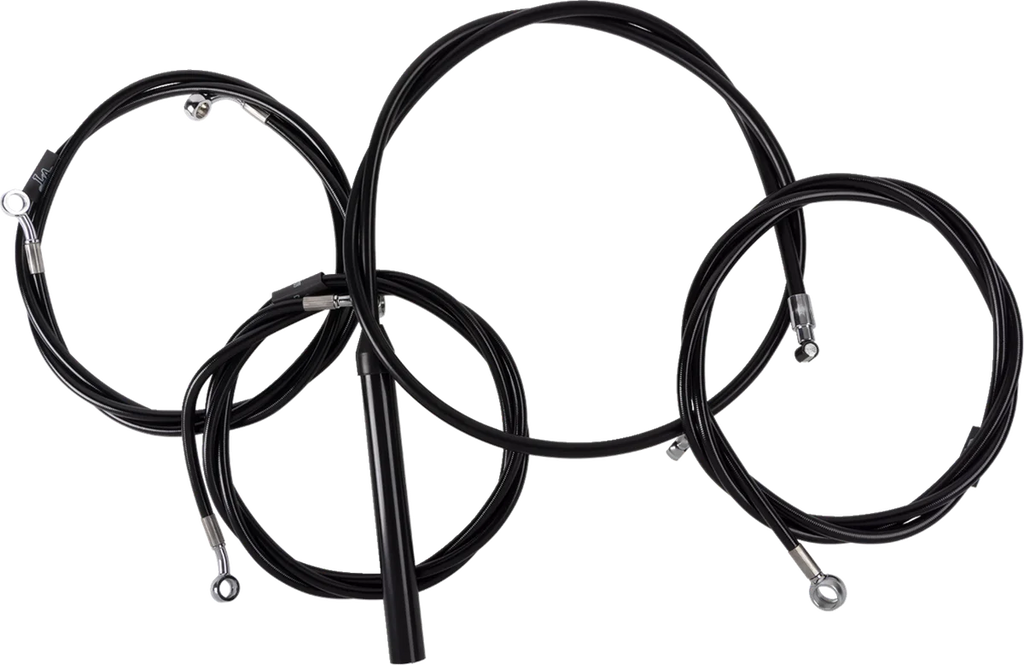 LA Choppers Handlebar Cable/Brake Line Kit - Complete - 15" - 17" Handlebars - Black Vinyl LA-8059KT2-16B - Main Product View