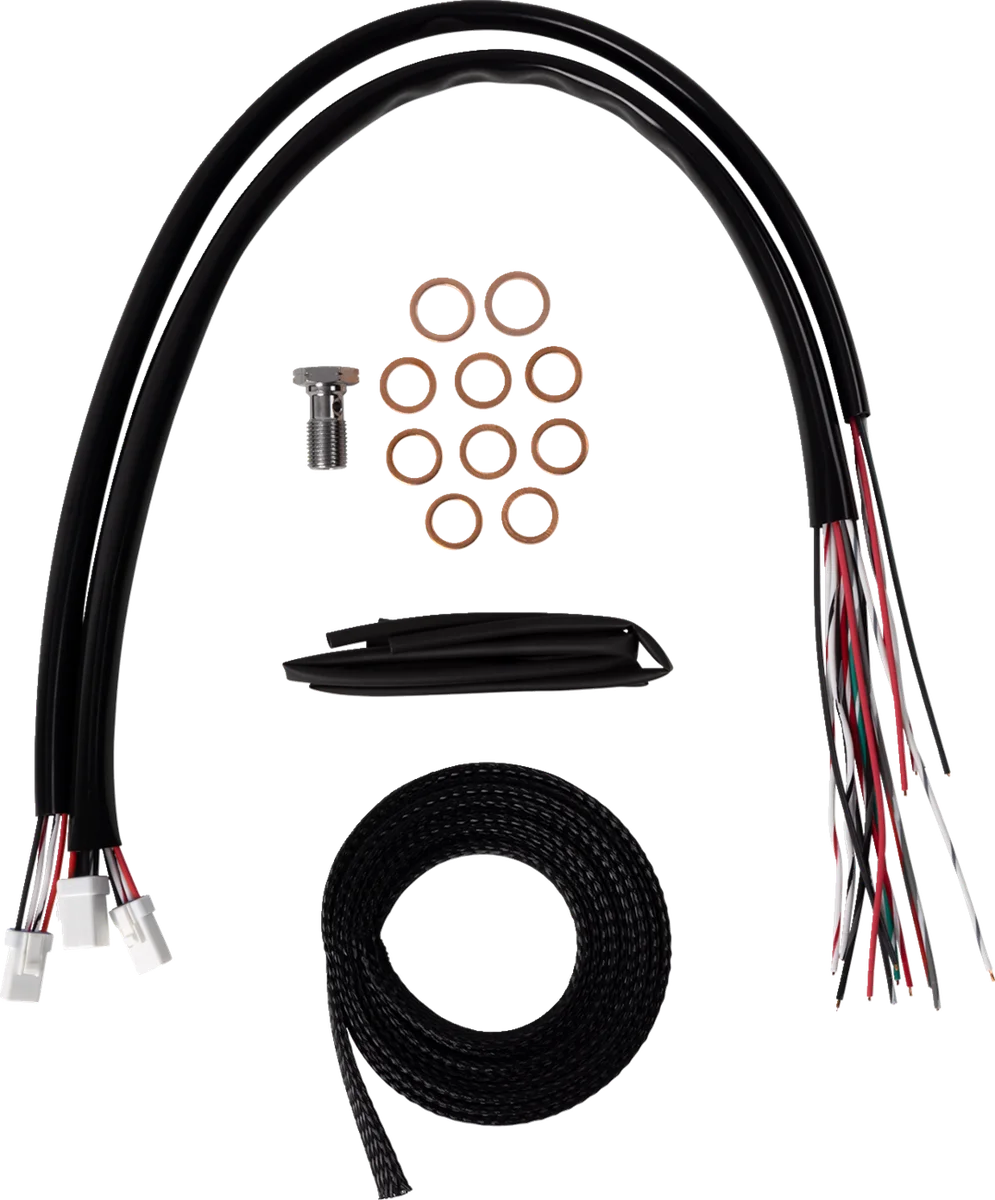 LA Choppers Handlebar Cable/Brake Line Kit - Complete - 15" - 17" Handlebars - Black Vinyl LA-8059KT2-16B - Side View