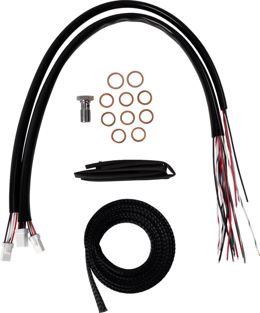 LA Choppers Handlebar Cable/Brake Line Kit - Complete - 15" - 17" Handlebars - Black Vinyl LA-8059KT2-16B - Side View