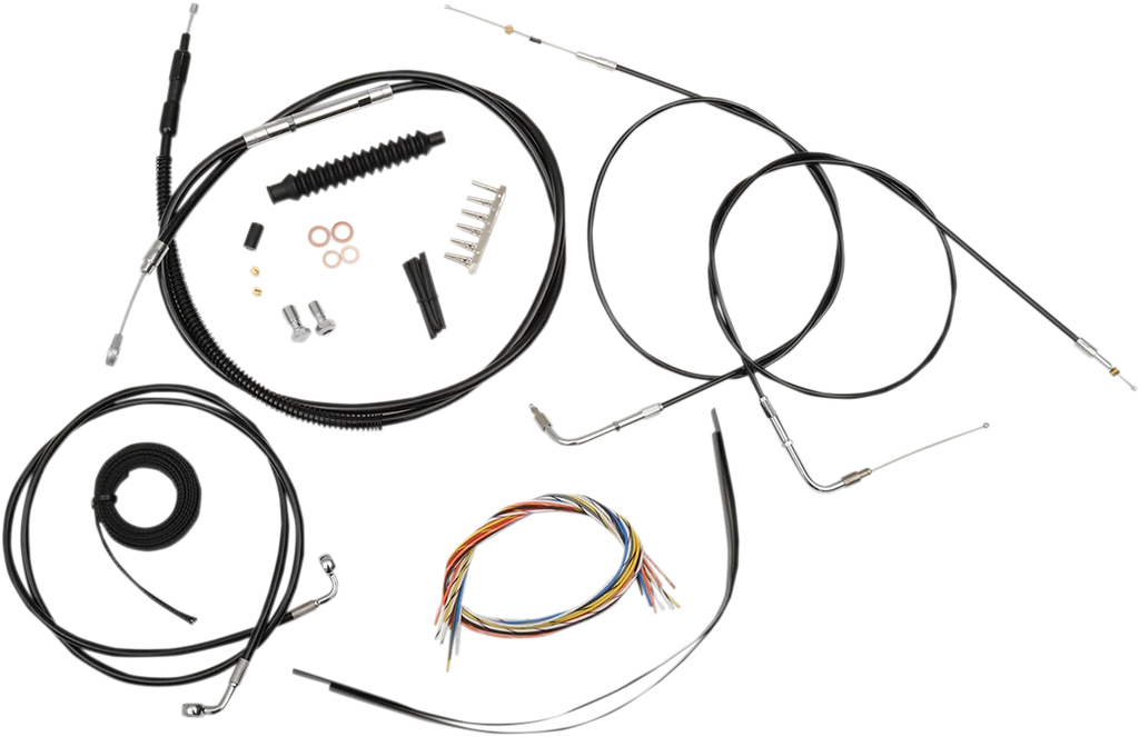 LA Choppers Handlebar Cable/Brake Line Kit - Complete - 15" - 17" Handlebars - Black Vinyl LA-8300KT2-16B - Main Product View
