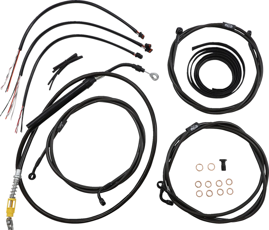 LA Choppers Handlebar Cable/Brake Line Kit - Complete - 15" - 17" Handlebars - Midnight LA-8058KT2-16M - Main Product View