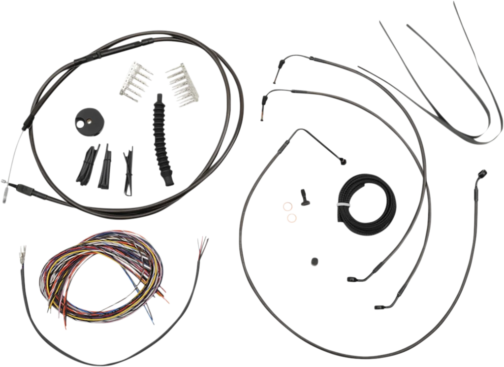 LA Choppers Handlebar Cable/Brake Line Kit - Complete - 15" - 17" Handlebars - Midnight LA-8154KT2-16M - Main Product View