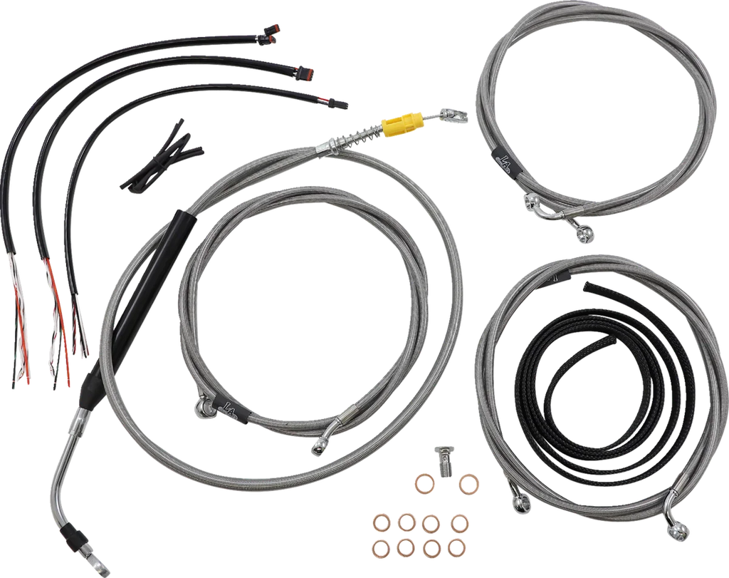 LA Choppers Handlebar Cable/Brake Line Kit - Complete - 15" - 17" Handlebars - Stainless LA-8058KT2-16 - Main Product View