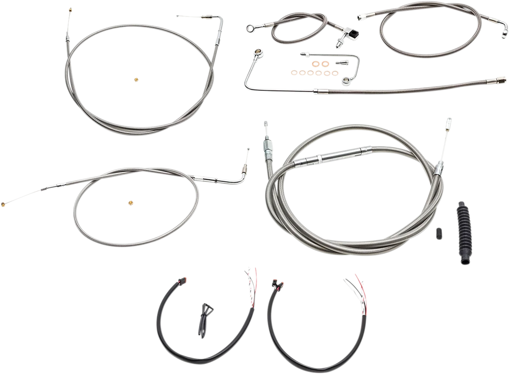 LA Choppers Handlebar Cable/Brake Line Kit - Complete - 15" - 17" Handlebars - Stainless LA-8151KT2A-16 - Main Product View