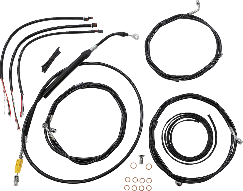 LA Choppers Handlebar Cable/Brake Line Kit - Complete - 18" - 20" Handlebars - Black Vinyl LA-8058KT2-19B - Main Product View