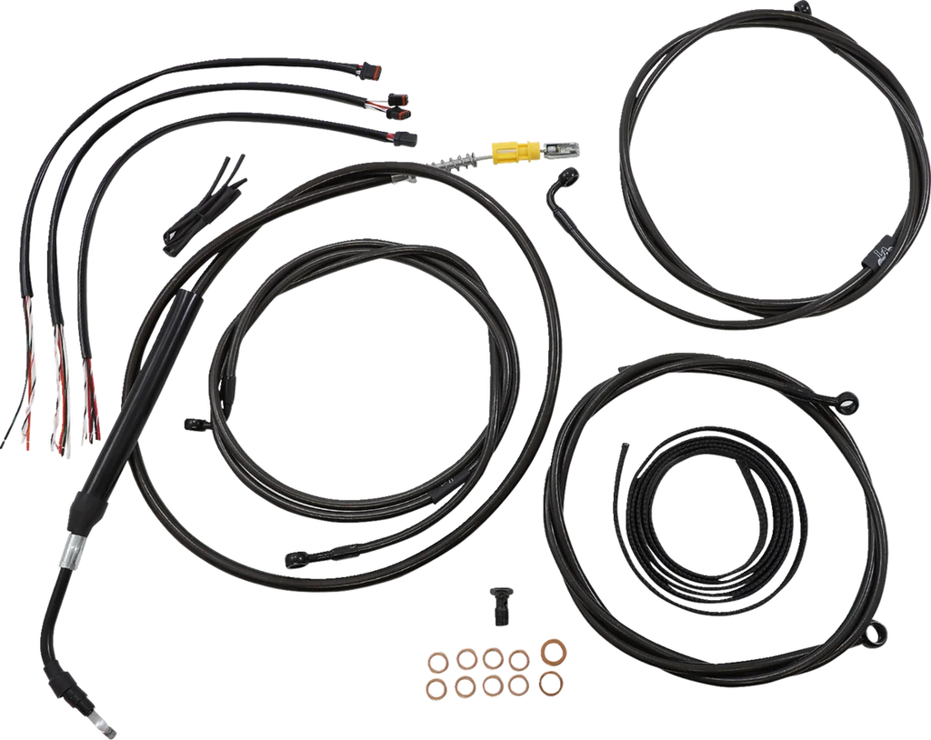 LA Choppers Handlebar Cable/Brake Line Kit - Complete - 18" - 20" Handlebars - Midnight LA-8058KT2-19M - Main Product View