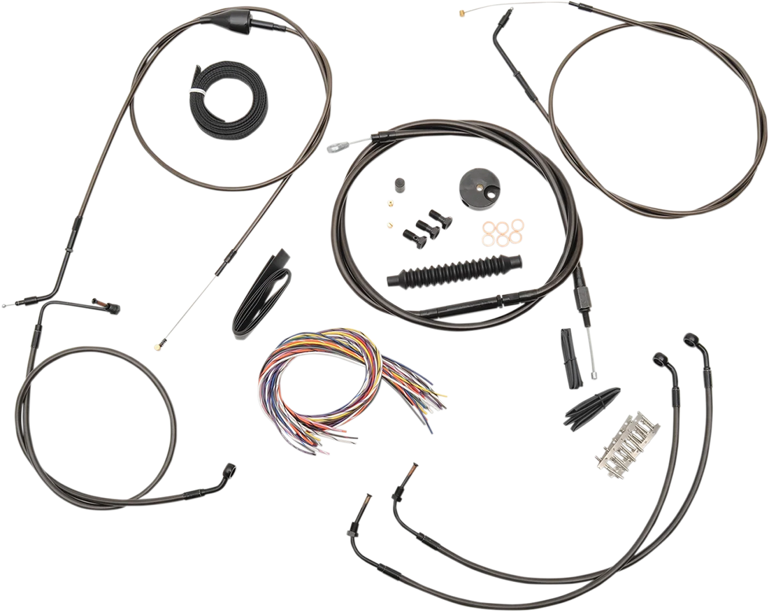 LA Choppers Handlebar Cable/Brake Line Kit - Complete - 18" - 20" Handlebars - Midnight LA-8058KT2-19M - Side View