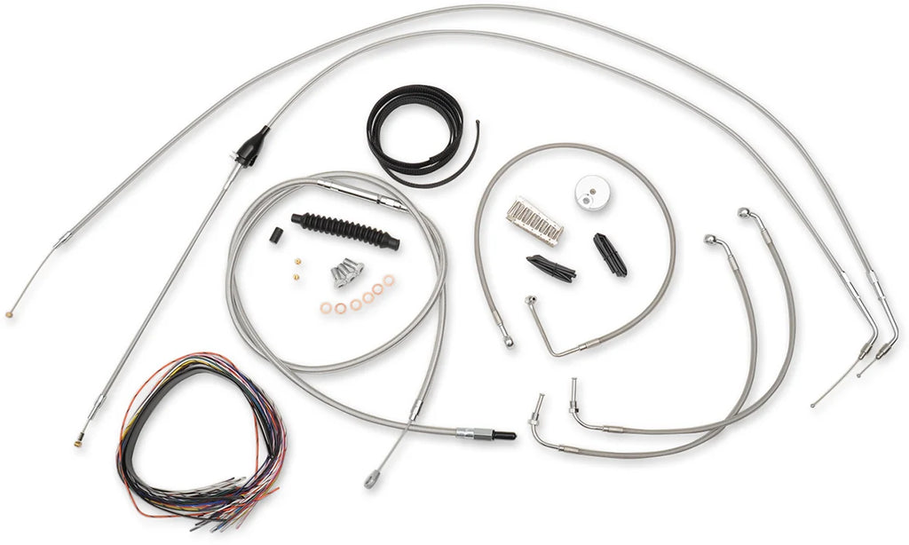 LA Choppers Handlebar Cable/Brake Line Kit - Complete - 18" - 20" Handlebars - Stainless LA-8005KT2B-19 - Main Product View