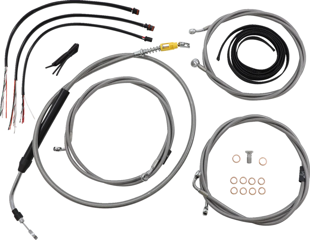 LA Choppers Handlebar Cable/Brake Line Kit - Complete - 18" - 20" Handlebars - Stainless LA-8058KT2-19 - Main Product View